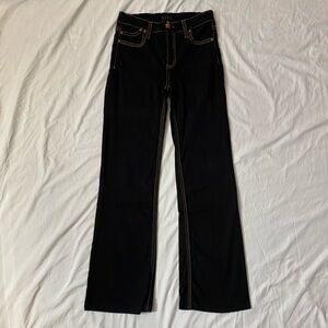 Vintage 90s Cache Black Bootcut Jeans with Contrast Stitching, Size 6 28" Waist